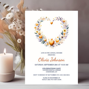 Invitation Fête des mariées Gold Floral Heart