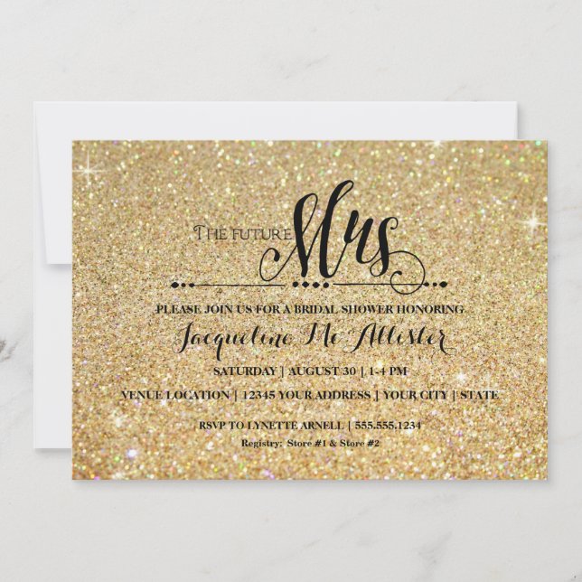 Invitation Fête des mariées Gold Parties scintillant Avenir M (Devant)
