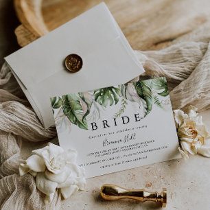 Invitation Fête des mariées Gold Tropical Green Bride