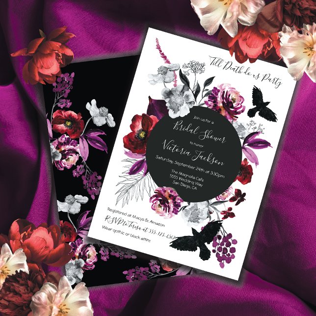 Invitation Fête des mariées gothique florale foncée et Moody (Créateur téléchargé)