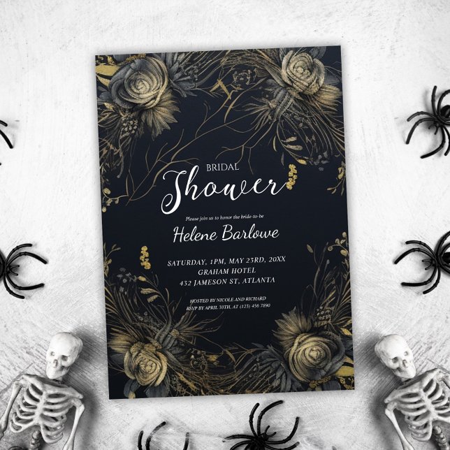 Invitation Fête des mariées gothique florale foncée Moody (Gothic Floral Dark Moody Bridal Shower Invitation)