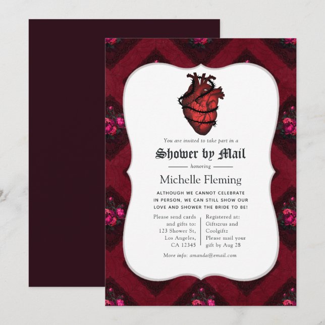 Invitation Fête des mariées gothique lunaire par courrier (Devant / Derrière)