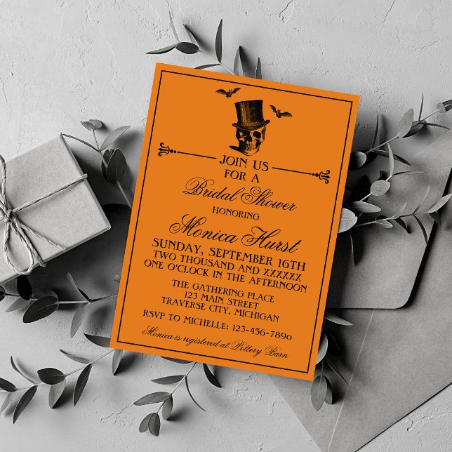 Invitation Fête des mariées gothique orange d'Halloween (Créateur téléchargé)