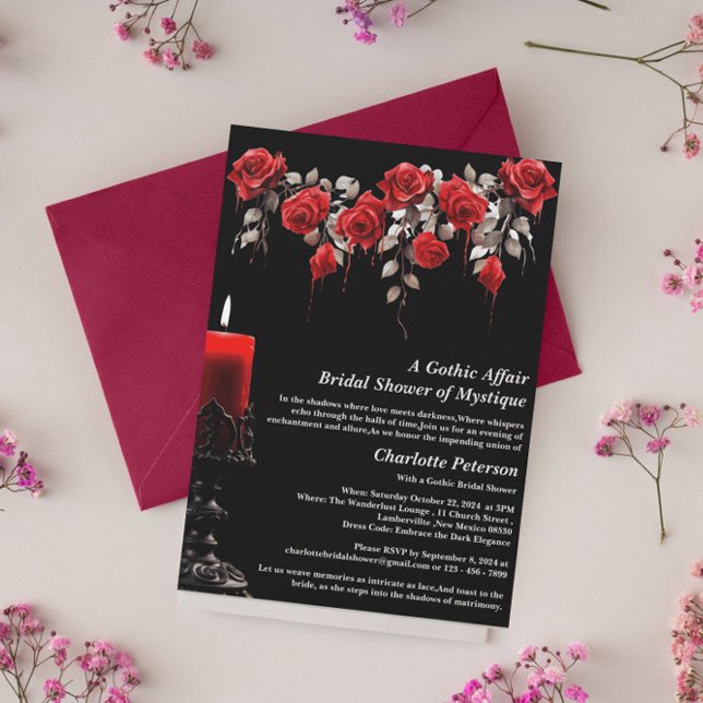 Invitation Fête des mariées gothique Rose d'Halloween (Créateur téléchargé)