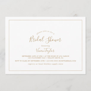 Invitation Fête des mariées horizontale minimaliste or