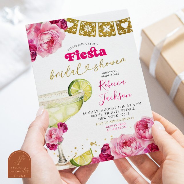 Invitation Fête des mariées Hot rose mexicaine Fiesta Margari (Créateur téléchargé)