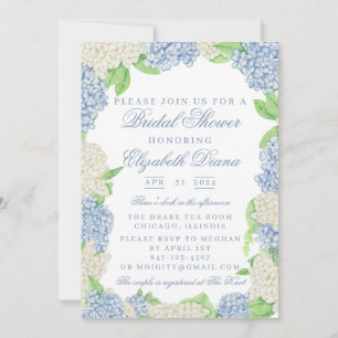 Invitation Fête des mariées Hydrangea bleu et blanc