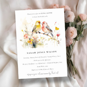 Invitation Fête des mariées Inséparable d'aquarelle botanique