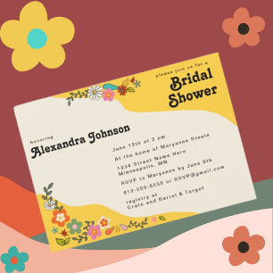 Invitation Fête des mariées inspirée des années 70