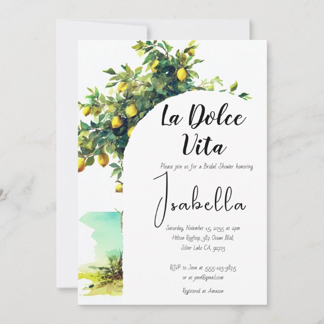 Invitation Fête des mariées italienne La Dolce Vita (Devant)