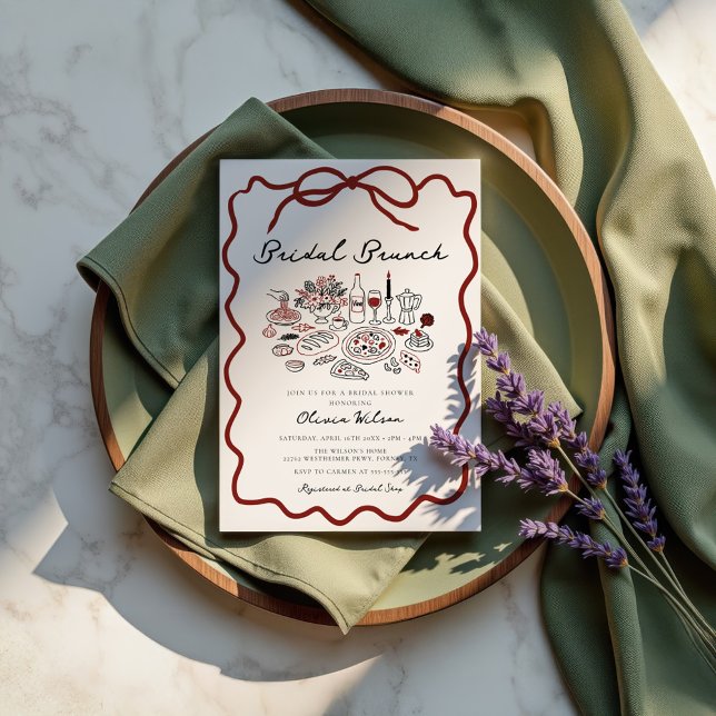Invitation Fête des mariées italienne Scribble Bow (Créateur téléchargé)