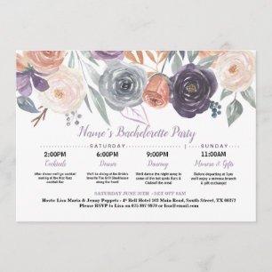Invitation Fête des mariées Itinéraire Automne Peach Purple C