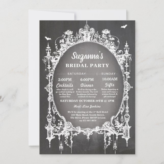 Invitation Fête des mariées Itinéraire Bachelorette cadre got (Devant)