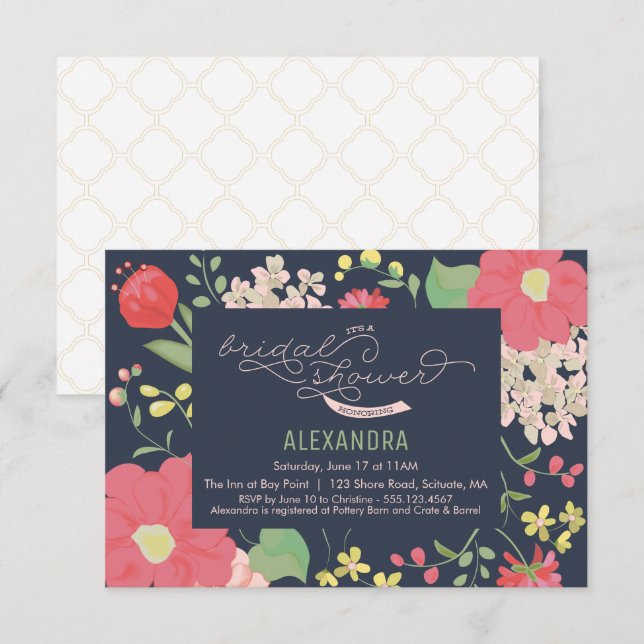 Invitation Fête des mariées - Jardin, Fleurs, Élég (Devant / Derrière)