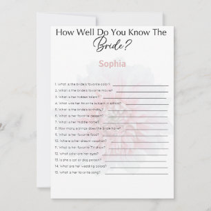 Invitation Fête des mariées Jeu À Quel Point Connaissez-Vous 