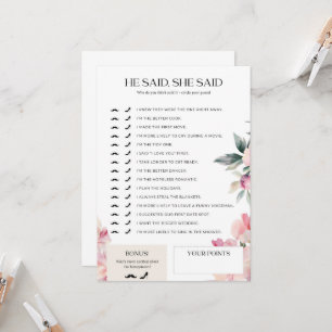 Invitation Fête des mariées Jeu Il A Dit Elle A Dit Rose Flor