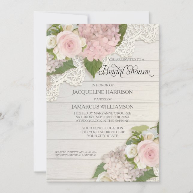 Invitation Fête des mariées Joli Fleur Vintage dentelle Hydra (Devant)