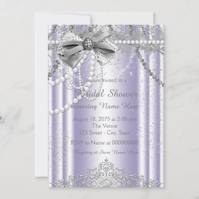 Invitation Fête des mariées Lavender et Grey Pearl (Devant)