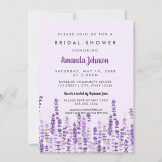 Invitation Fête des mariées Lavender Light Purple Flowers