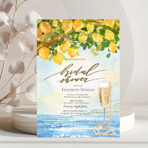 Invitation Fête des mariées Lemons Sea Prosecco & Pearls