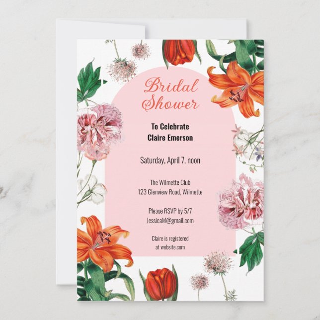 Invitation Fête des mariées Lily Floral (Devant)