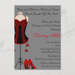 Invitation Fête des mariées Lingerie rouge et noir