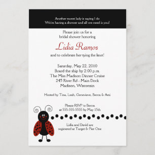 Invitation Fête des mariées Love Bug Ladybug 5x7