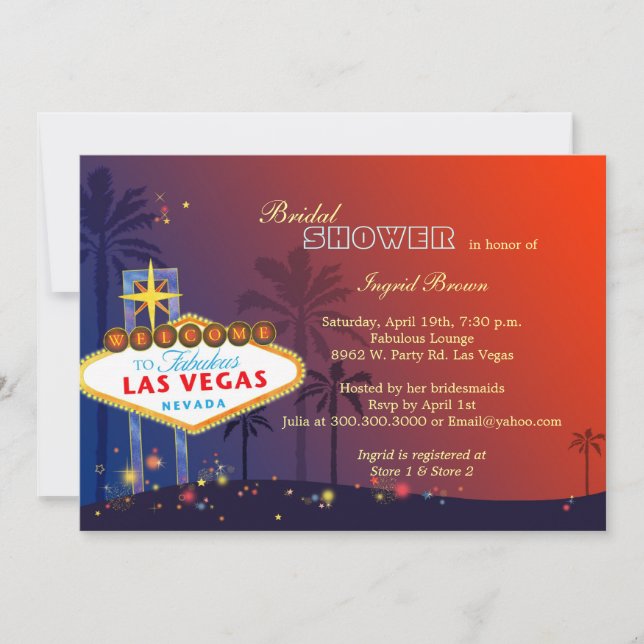 Invitation Fête des mariées ludique Las Vegas (Devant)