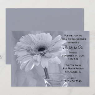 Invitation Fête des mariées marguerite bleu pâle