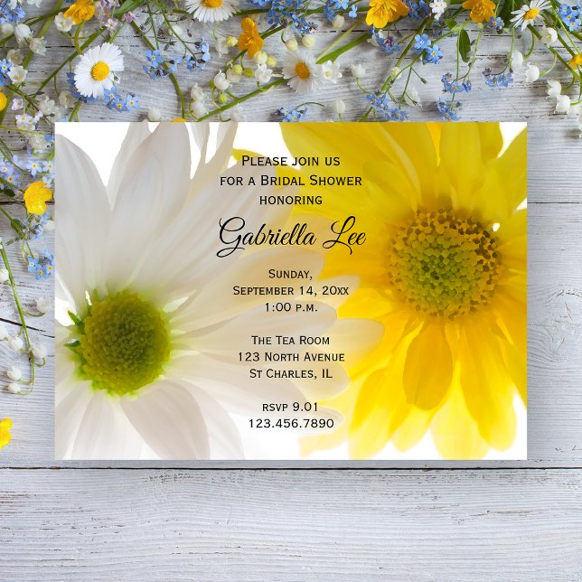 Invitation Fête des mariées marguerite jaune et blanc (Créateur téléchargé)