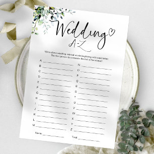 Invitation Fête des mariées Mariage A-Z Jeu