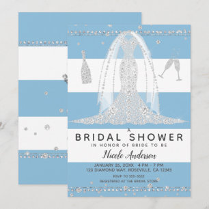 Invitation Fête des mariées Mariage de robe bleu marine