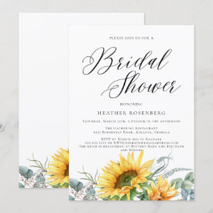 Invitation Fête des mariées Mariage de script de tournesol d'