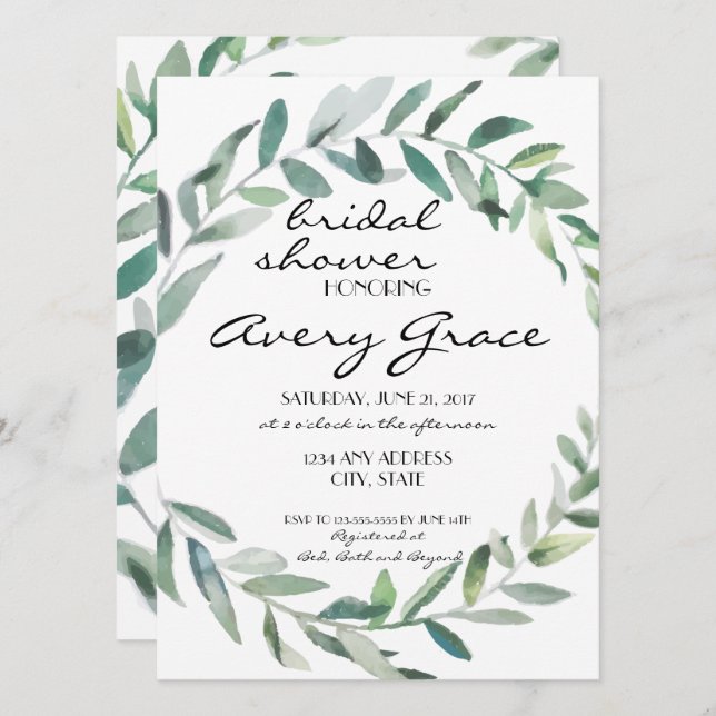 Invitation Fête des mariées - Mariage de verdure (Devant / Derrière)