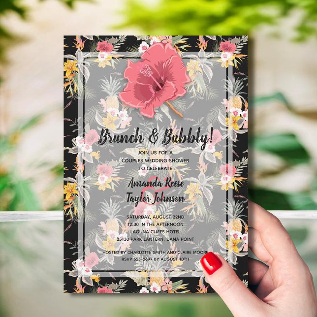 Invitation Fête des mariées Mariage des couples floraux d'ana (Brunch and Bubbly Tropical Bridal Shower Invitations - INSTANT DOWNLOAD and/or PRINTED)