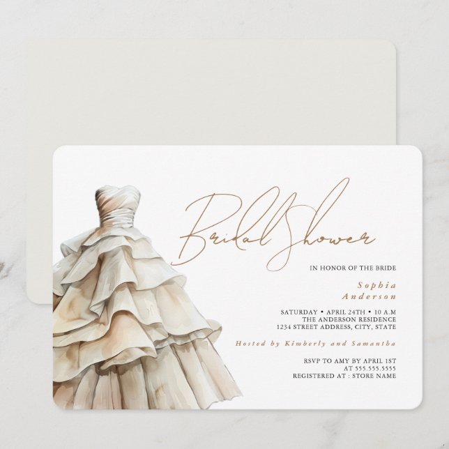 Invitation Fête des mariées Mariage moderne Beige blanc (Devant / Derrière)