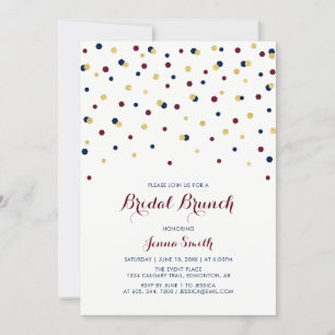 Invitation Fête des mariées Mariage moderne Confetti rouge & 