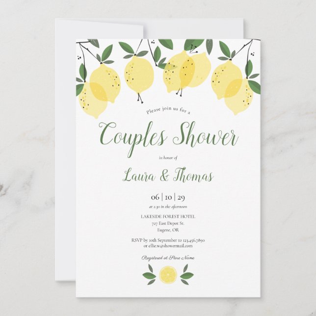 Invitation Fête des mariées Mariage moderne Lemons Couples (Devant)