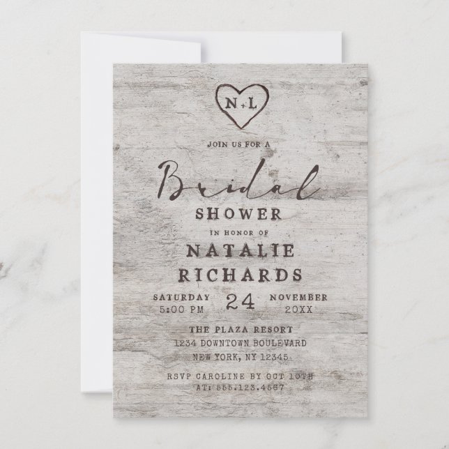 Invitation Fête des mariées Mariage rustique (Devant)