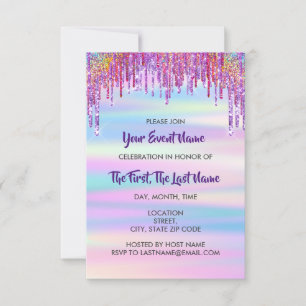Invitation Fête des mariées Mariage Sweet 16ème Holographe