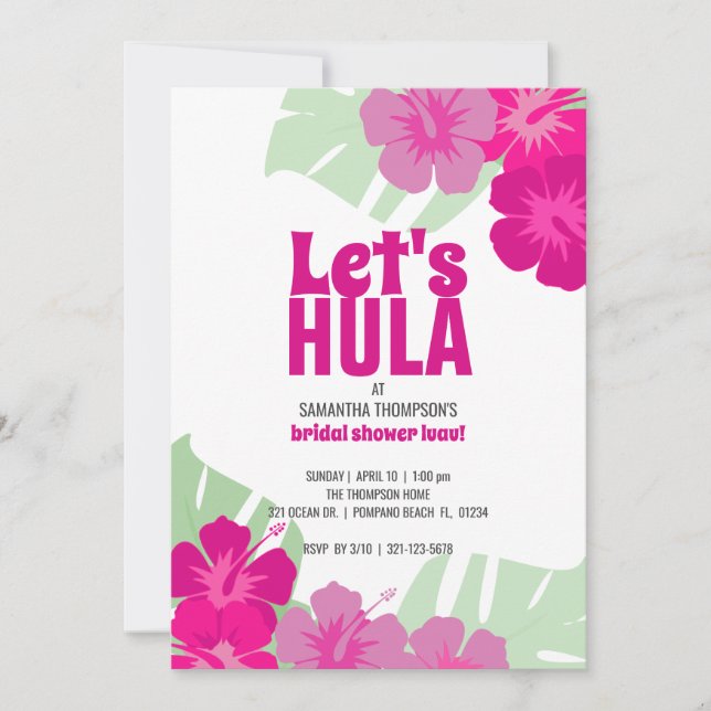 Invitation FÊTE DES MARIÉES mariage tropicale rose luau (Devant)