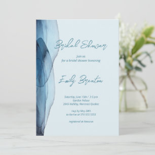 Invitation Fête des mariées marine bleu Dusty moderne
