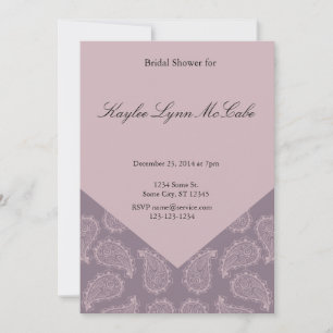 Invitation Fête des mariées Mauve Paisley