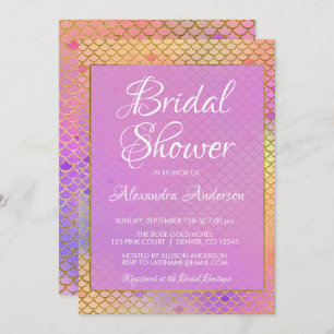 Invitation Fête des mariées mauve, rose et jaune