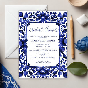 Invitation Fête des mariées mexicaine Fiesta Blue Talavera