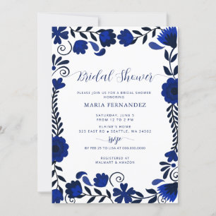 Invitation Fête des mariées mexicaine Fiesta Blue Talavera