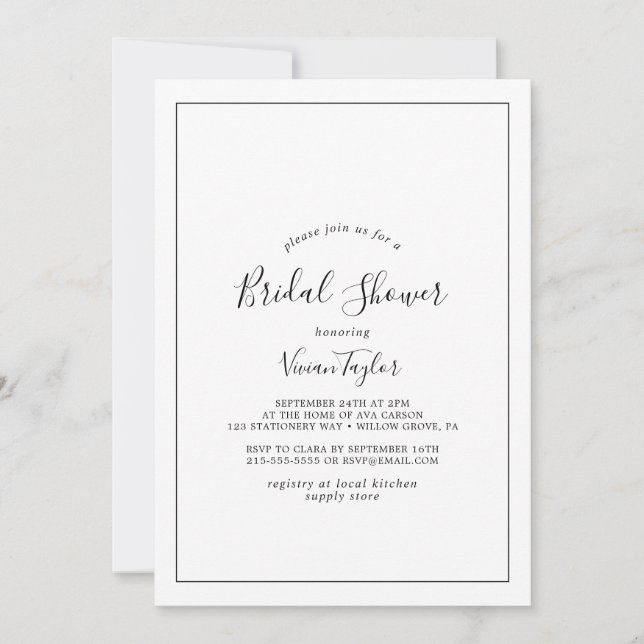 Invitation Fête des mariées minimaliste (Devant)