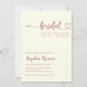 Invitation Fête des mariées minimaliste Boho Rose Gold Cream