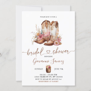Invitation Fête des mariées minimaliste Boots Boho Cowboy