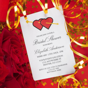 Invitation Fête des mariées minimaliste des coeurs romantique